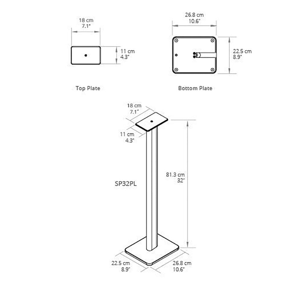 Kanto: SP32PL Speaker Stands for YU4 / YU6 / TUK (32" Height / Black / Pair)